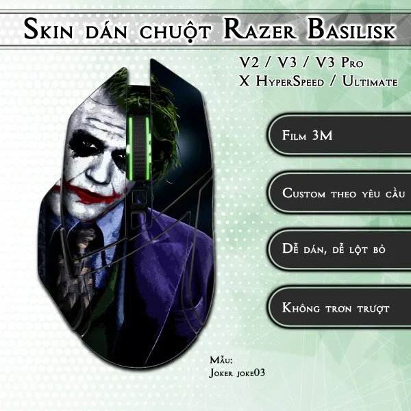 Skin dán chuột Razer Basilisk mẫu Joker joke03