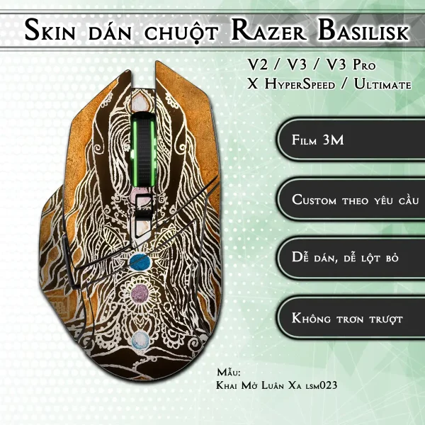 Skin dán chuột Razer Basilisk mẫu Khai Mở Luân Xa lsm023