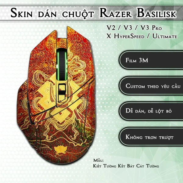 Skin dán chuột Razer Basilisk mẫu Kiết Tường Kết Bát Cát Tường