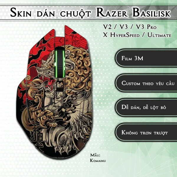 Skin dán chuột Razer Basilisk mẫu Komainu