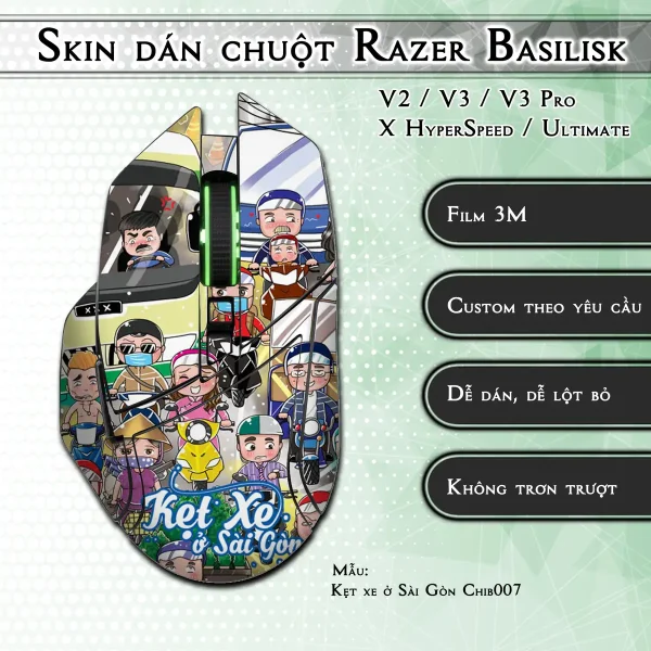 Skin dán chuột Razer Basilisk mẫu Kẹt xe ở Sài Gòn Chib007