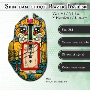 Skin dán chuột Razer Basilisk mẫu Kỳ Lân cầm chiếu thư