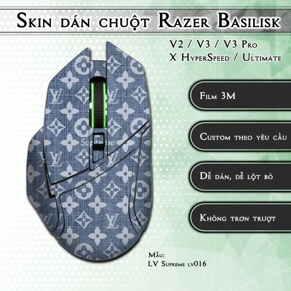 Skin dán chuột Razer Basilisk mẫu LV Supreme lv016