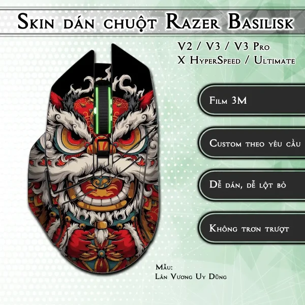 Skin dán chuột Razer Basilisk mẫu Lân Vương Uy Dũng