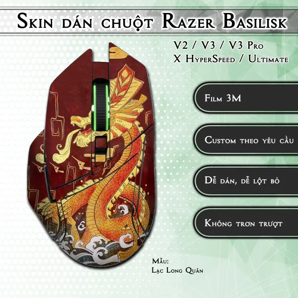 Skin dán chuột Razer Basilisk mẫu Lạc Long Quân