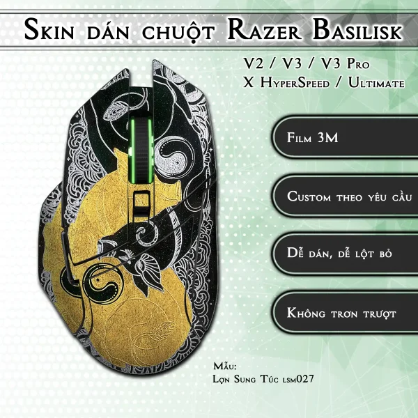 Skin dán chuột Razer Basilisk mẫu Lợn Sung Túc lsm027