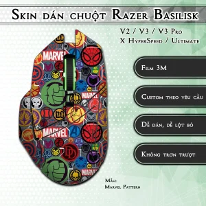 Skin dán chuột Razer Basilisk mẫu Marvel Pattern