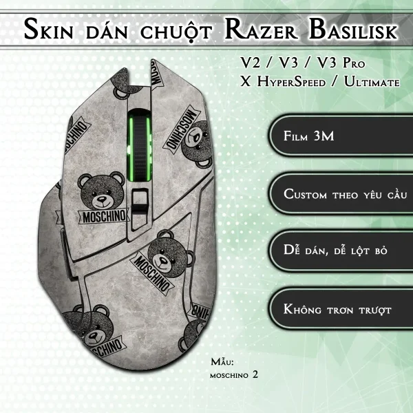 Skin dán chuột Razer Basilisk mẫu moschino 2