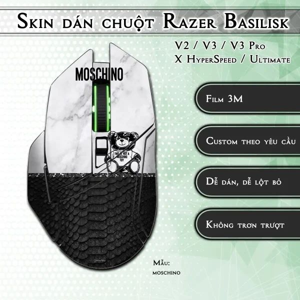Skin dán chuột Razer Basilisk mẫu moschino