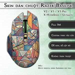 Skin dán chuột Razer Basilisk mẫu Motif oriental indien Impression sur toile
