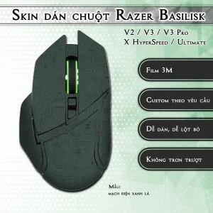 Skin dán chuột Razer Basilisk mẫu mạch điện xanh lá