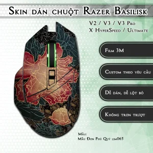 Skin dán chuột Razer Basilisk mẫu Mẫu Đơn Phú Quý lsm065