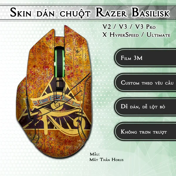 Skin dán chuột Razer Basilisk mẫu Mắt Thần Horus