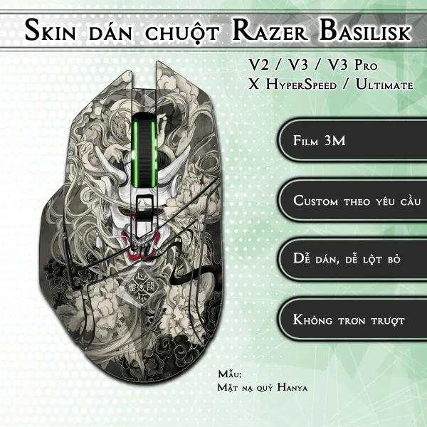 Skin dán chuột Razer Basilisk mẫu Mặt nạ quỷ Hanya