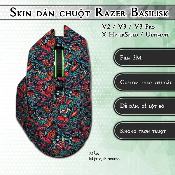 Skin dán chuột Razer Basilisk mẫu Mặt quỷ pikrepo
