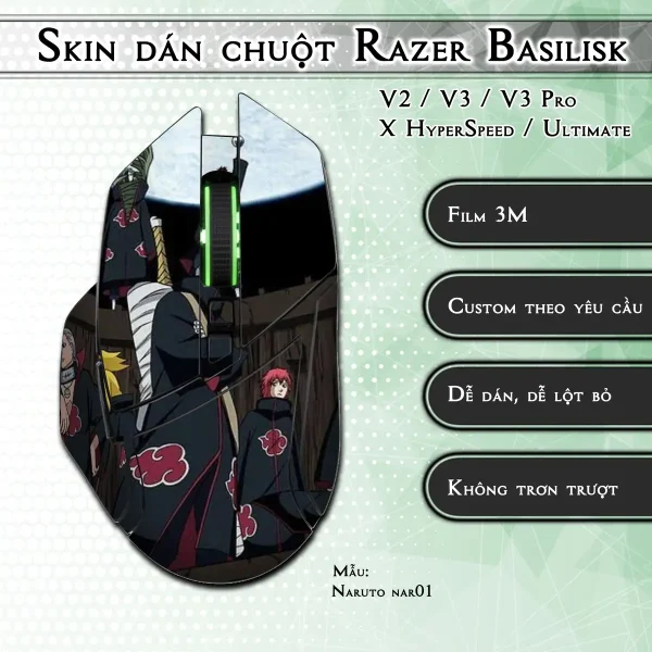 Skin dán chuột Razer Basilisk mẫu Naruto nar01