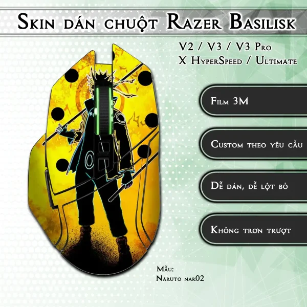 Skin dán chuột Razer Basilisk mẫu Naruto nar02