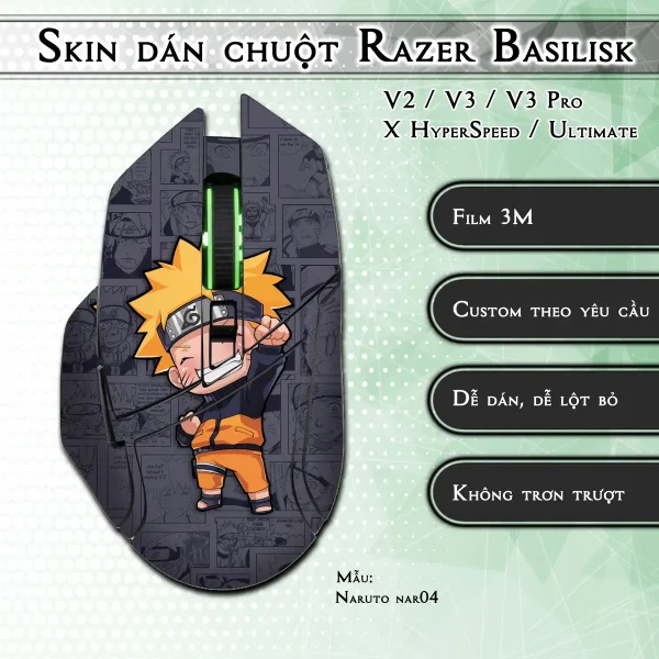 Skin dán chuột Razer Basilisk mẫu Naruto nar04