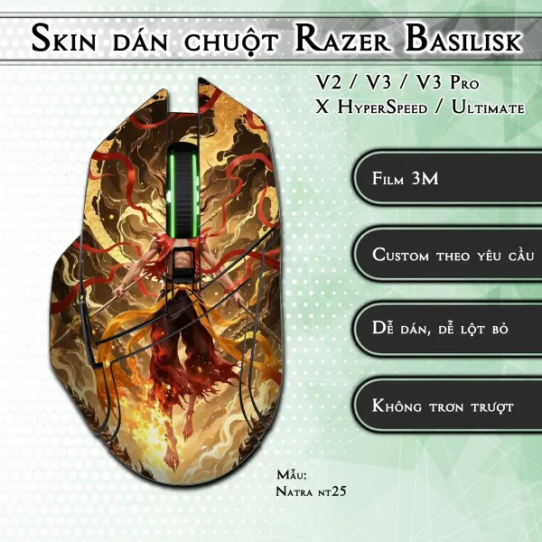 Skin dán chuột Razer Basilisk mẫu Natra nt25