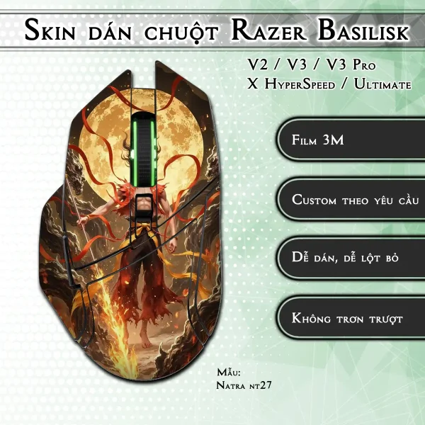 Skin dán chuột Razer Basilisk mẫu Natra nt27