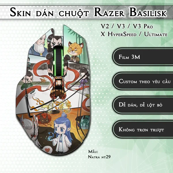 Skin dán chuột Razer Basilisk mẫu Natra nt29
