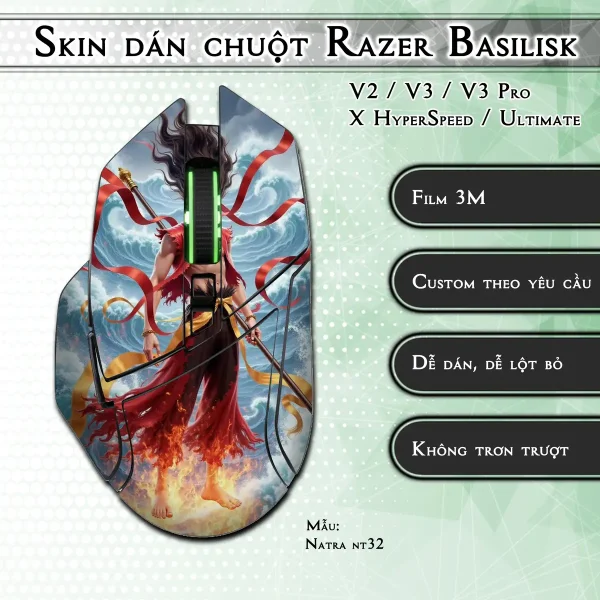 Skin dán chuột Razer Basilisk mẫu Natra nt32