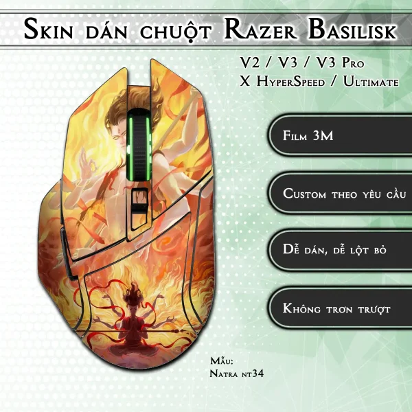 Skin dán chuột Razer Basilisk mẫu Natra nt34