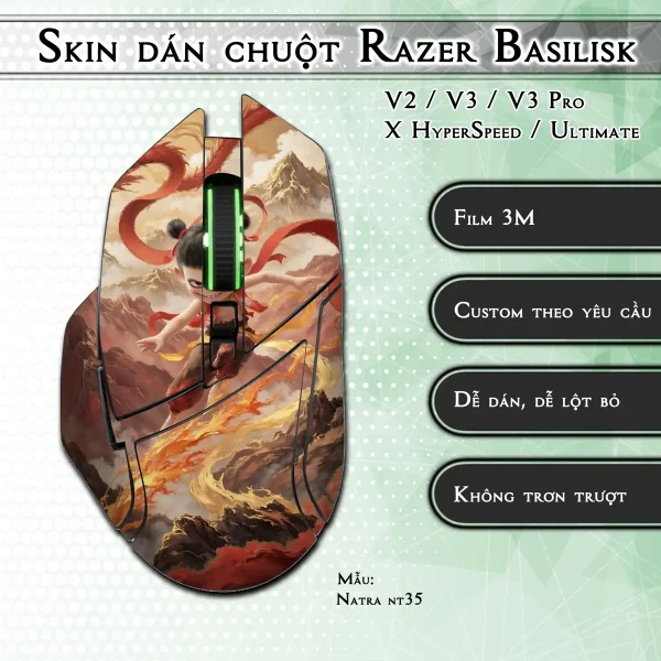 Skin dán chuột Razer Basilisk mẫu Natra nt35