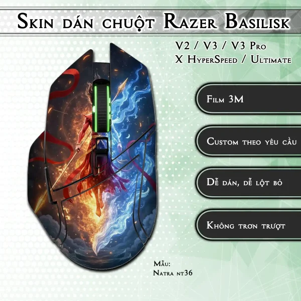 Skin dán chuột Razer Basilisk mẫu Natra nt36