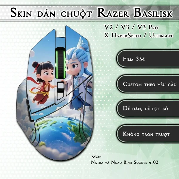 Skin dán chuột Razer Basilisk mẫu Natra và Ngao Bính Socute nt02