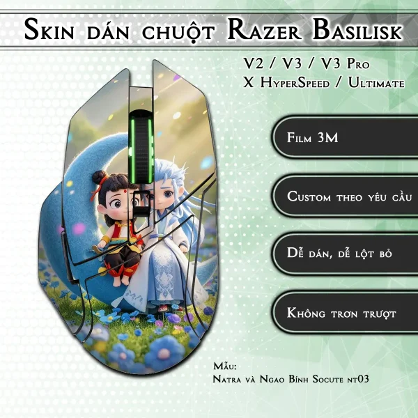 Skin dán chuột Razer Basilisk mẫu Natra và Ngao Bính Socute nt03