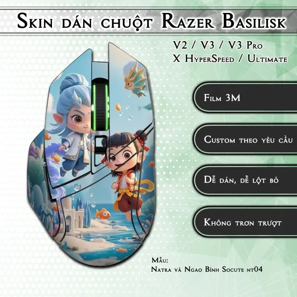 Skin dán chuột Razer Basilisk mẫu Natra và Ngao Bính Socute nt04
