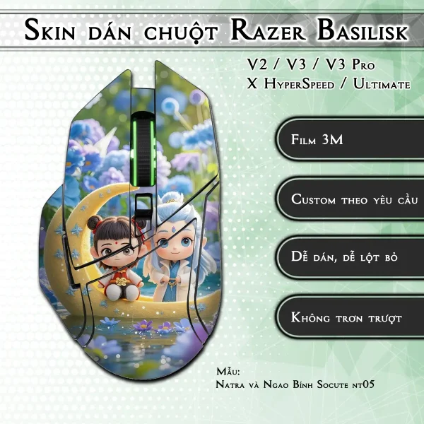 Skin dán chuột Razer Basilisk mẫu Natra và Ngao Bính Socute nt05
