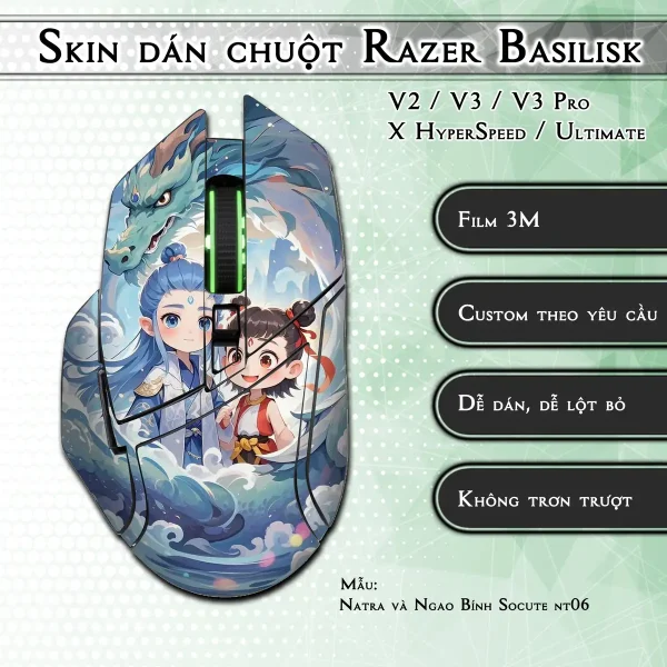 Skin dán chuột Razer Basilisk mẫu Natra và Ngao Bính Socute nt06