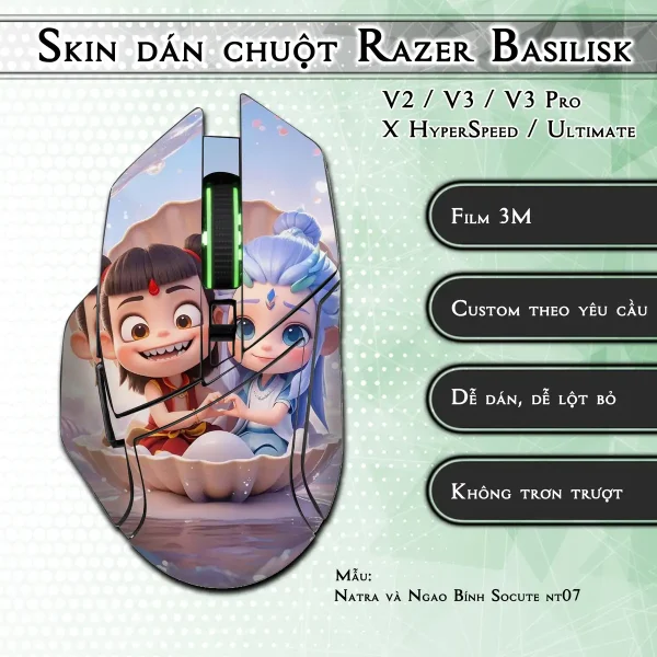 Skin dán chuột Razer Basilisk mẫu Natra và Ngao Bính Socute nt07
