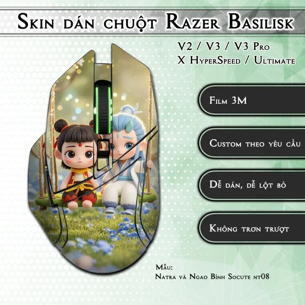 Skin dán chuột Razer Basilisk mẫu Natra và Ngao Bính Socute nt08