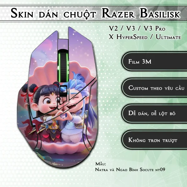 Skin dán chuột Razer Basilisk mẫu Natra và Ngao Bính Socute nt09