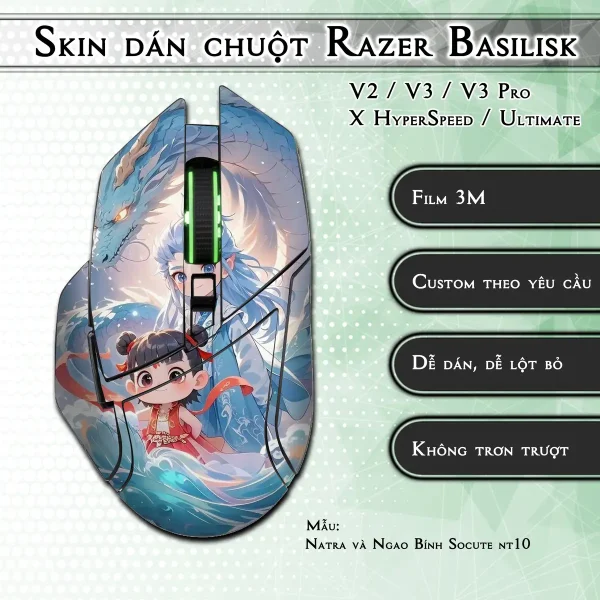 Skin dán chuột Razer Basilisk mẫu Natra và Ngao Bính Socute nt10