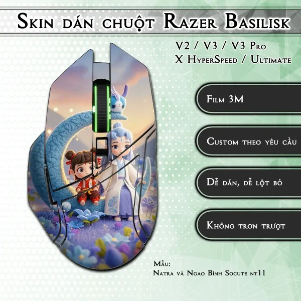 Skin dán chuột Razer Basilisk mẫu Natra và Ngao Bính Socute nt11