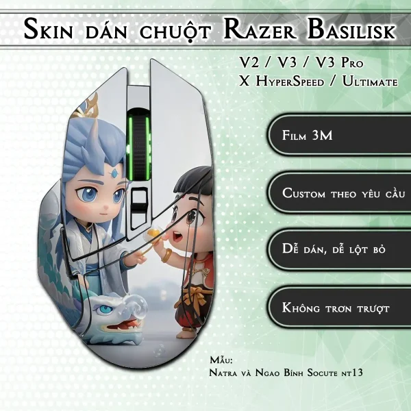 Skin dán chuột Razer Basilisk mẫu Natra và Ngao Bính Socute nt13
