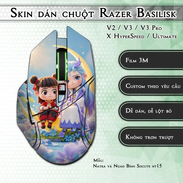 Skin dán chuột Razer Basilisk mẫu Natra và Ngao Bính Socute nt15