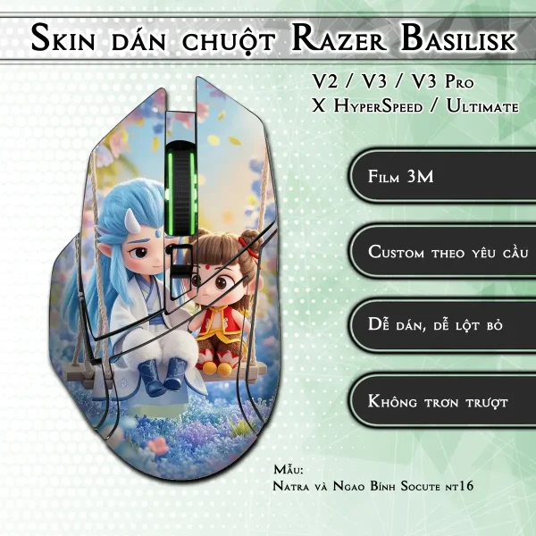 Skin dán chuột Razer Basilisk mẫu Natra và Ngao Bính Socute nt16