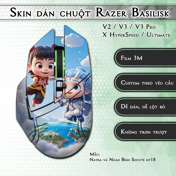 Skin dán chuột Razer Basilisk mẫu Natra và Ngao Bính Socute nt18