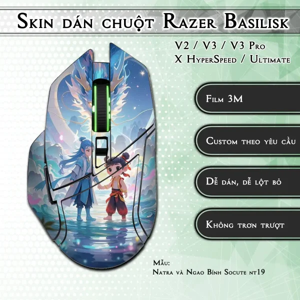Skin dán chuột Razer Basilisk mẫu Natra và Ngao Bính Socute nt19