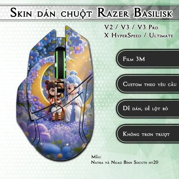 Skin dán chuột Razer Basilisk mẫu Natra và Ngao Bính Socute nt20