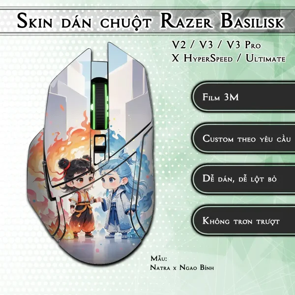 Skin dán chuột Razer Basilisk mẫu Natra x Ngao Bính