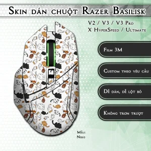 Skin dán chuột Razer Basilisk mẫu Neko