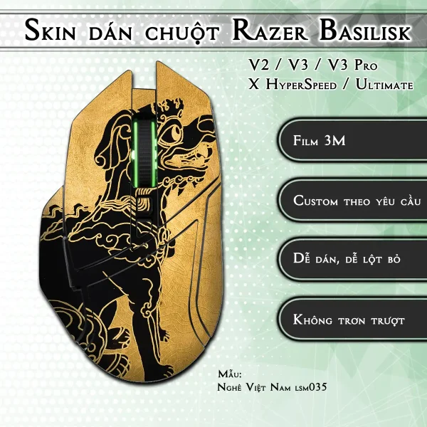 Skin dán chuột Razer Basilisk mẫu Nghê Việt Nam lsm035