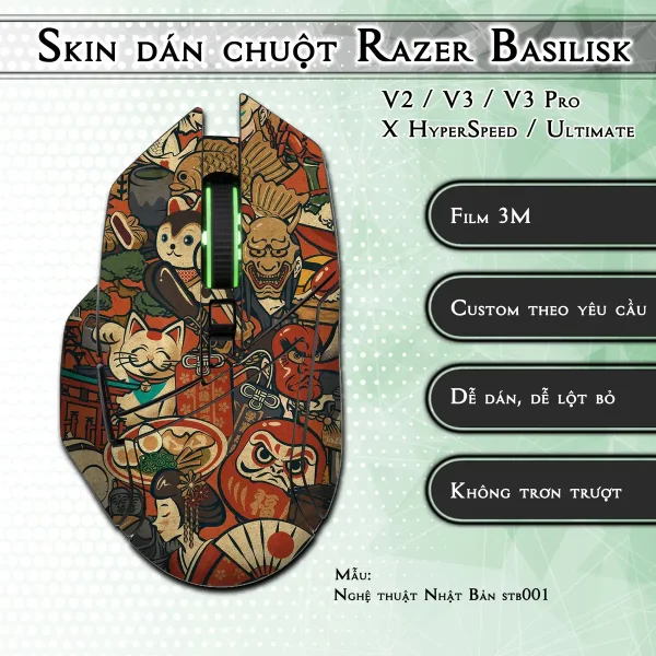 Skin dán chuột Razer Basilisk mẫu Nghệ thuật Nhật Bản stb001