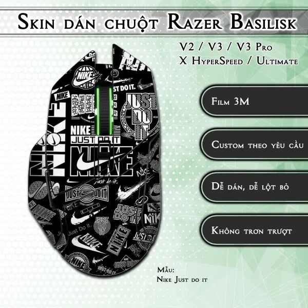 Skin dán chuột Razer Basilisk mẫu Nike Just do it